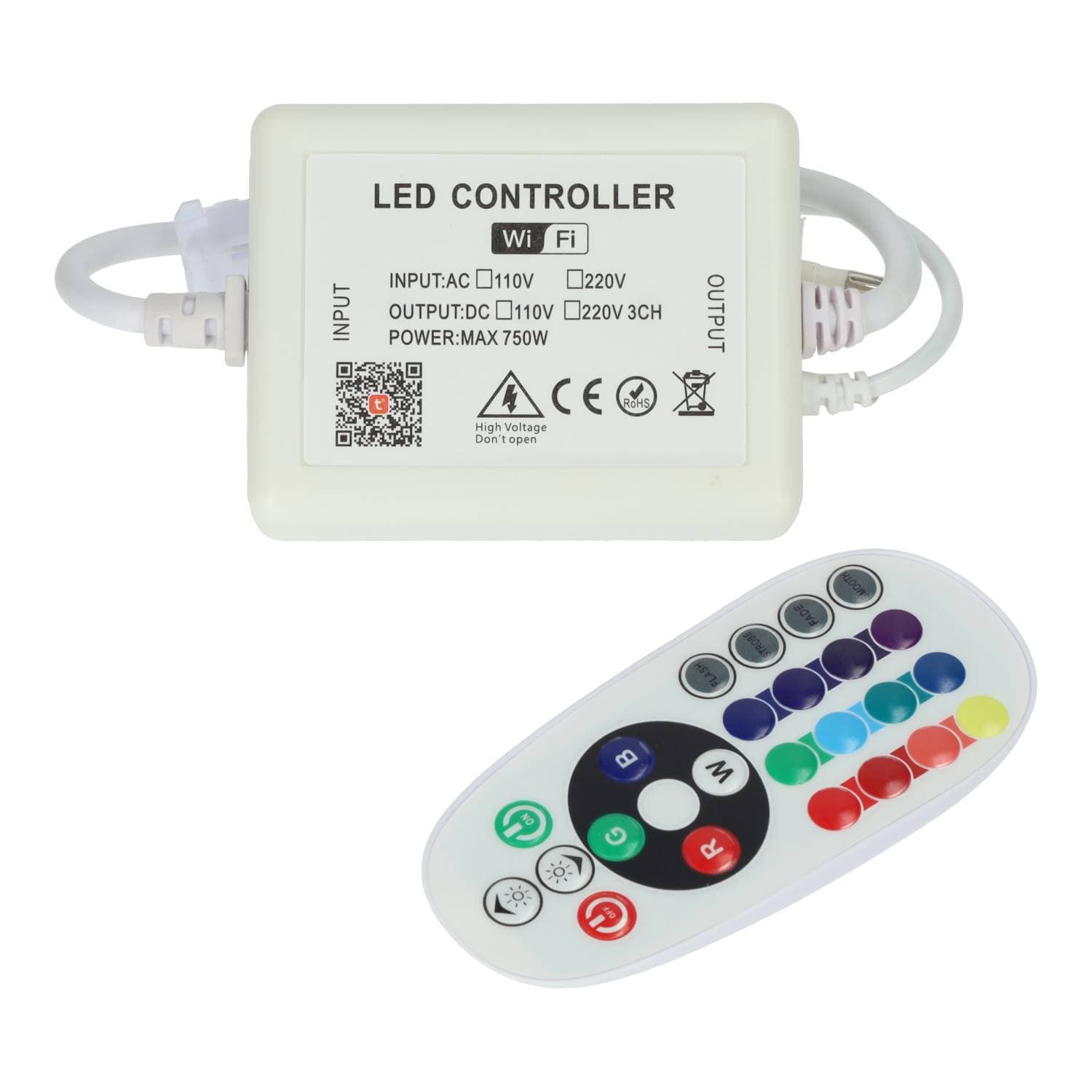 Controlador enchufe rápido tira led RGB 220V Wifi + IR — Temperatura color: Luz RGB